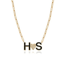 Load image into Gallery viewer, Two Enamel Initials and Charm Necklace
