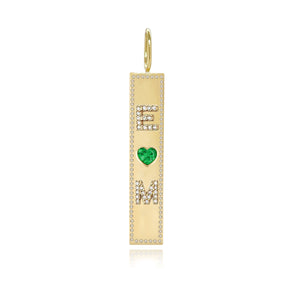 Heart Gemstone and Personalized Pave Charm