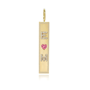 Heart Gemstone and Personalized Pave Charm