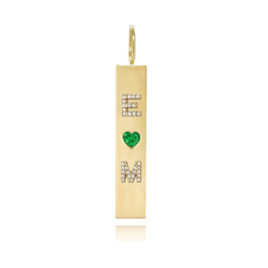 Heart Gemstone Personalized Diamond Charm