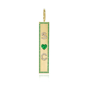 Heart Gemstone Personalized Pave Charm
