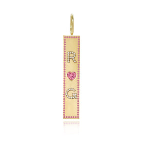 Heart Gemstone Personalized Pave Charm