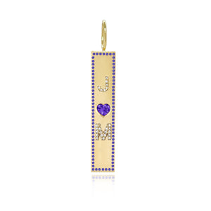 Heart Gemstone Personalized Pave Charm