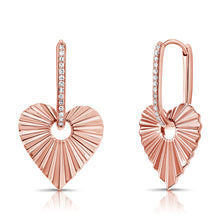 Load image into Gallery viewer, Striped Heart Dangling Huggies
