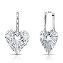 Load image into Gallery viewer, Striped Heart Dangling Huggies
