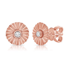 Load image into Gallery viewer, Striped Round Center Diamond Earrings
