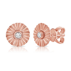 Striped Round Center Diamond Earrings