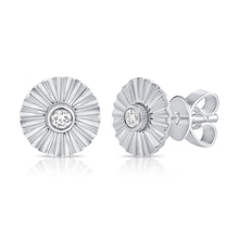 Load image into Gallery viewer, Striped Round Center Diamond Earrings
