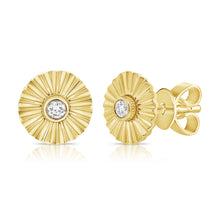 Load image into Gallery viewer, Striped Round Center Diamond Earrings
