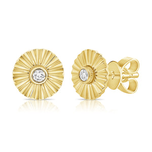 Striped Round Center Diamond Earrings