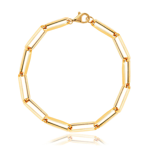Jumbo Paperclip Bracelet in 14k gold, oversized luxury fine jewelry piece for custom styling.