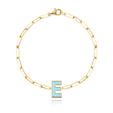 Load image into Gallery viewer, Enamel Initial Paperclip Bracelet
