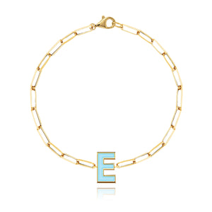 Enamel Initial Paperclip Bracelet