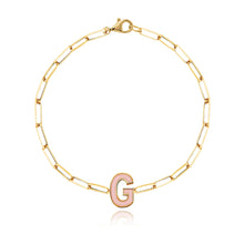 Load image into Gallery viewer, Enamel Initial Paperclip Bracelet
