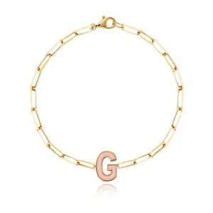 Enamel Initial Paperclip Bracelet
