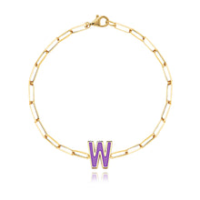 Load image into Gallery viewer, Enamel Initial Paperclip Bracelet
