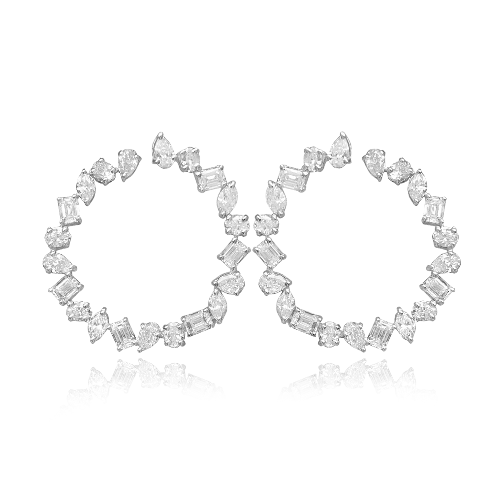 Large Multi Shape Diamond Round Swirl Earrings