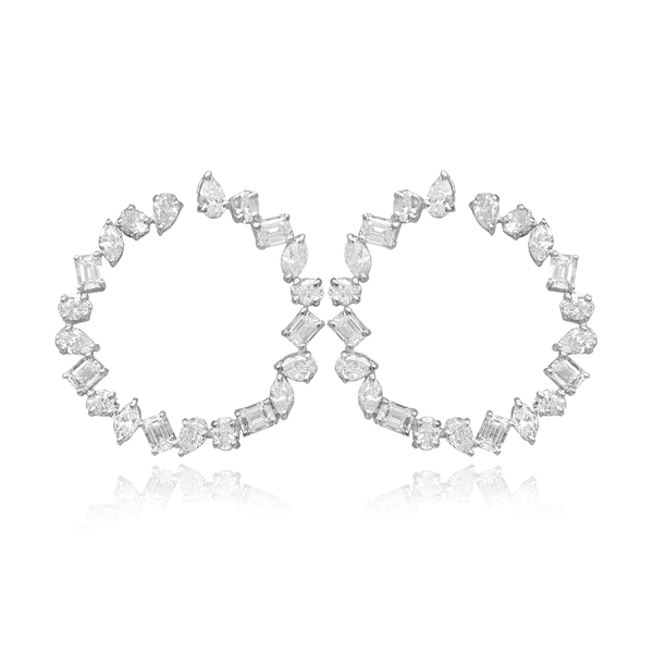 Large Multi Shape Diamond Round Swirl Earrings