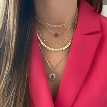 Load image into Gallery viewer, Large Three Diamond Golden Square Necklace
