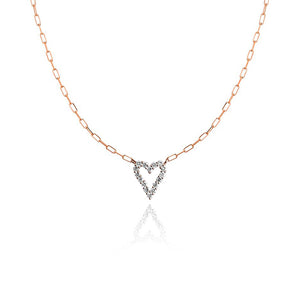 Large Diamond Heart Paperclip Necklace
