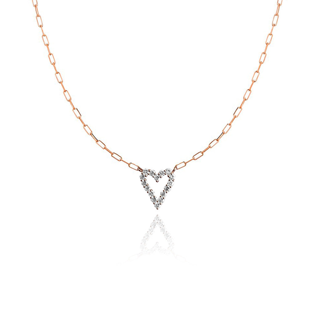 Large Diamond Heart Paperclip Necklace