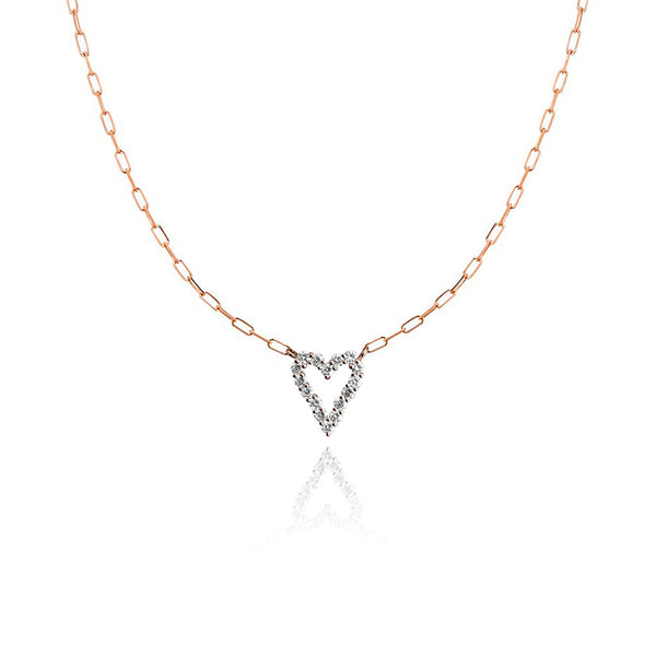 Large Diamond Heart Paperclip Necklace