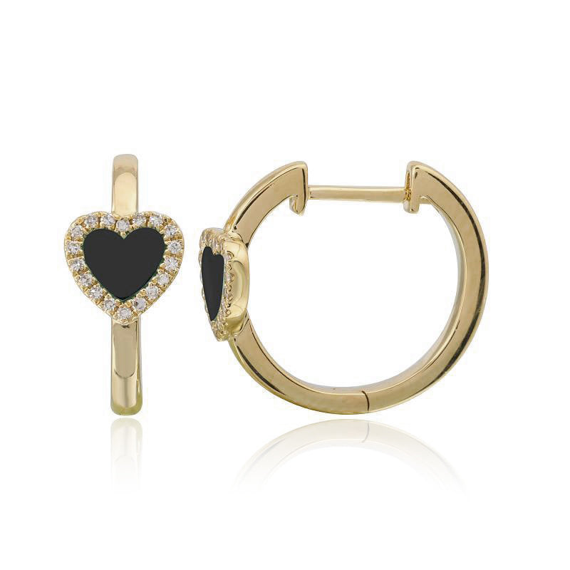 Pave Outline Stone Heart Large Huggies