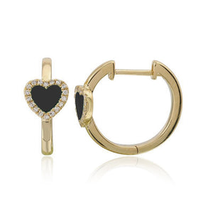 Pave Outline Stone Heart Large Huggies
