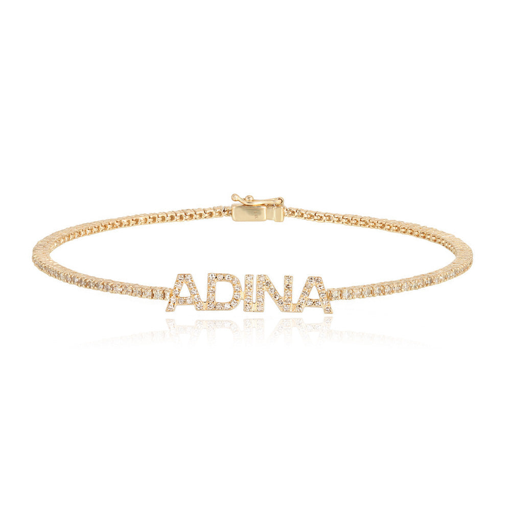 Personalized Thin Diamond Tennis Bracelet