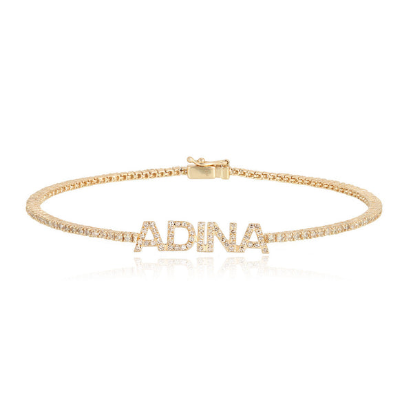 Pave Name Thin Tennis Bracelet
