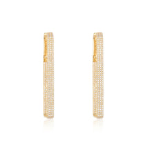 Load image into Gallery viewer, Three Line Pave Rectangular Hoop Earrings
