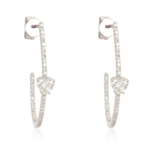 Load image into Gallery viewer, Solitaire Diamond Pave Hoop Earrings
