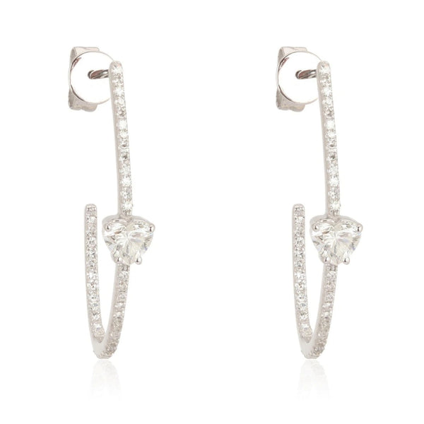 Solitaire Diamond Pave Hoop Earrings