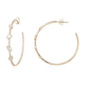 Multi Shape Pave Hoop Earrings