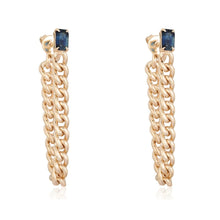 Load image into Gallery viewer, Emerald Cut Gemstone Cuban Chain Earring
