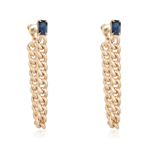 Emerald Cut Gemstone Cuban Chain Earring