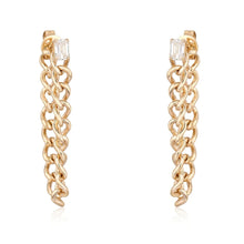 Load image into Gallery viewer, Emerald Cut Diamond Cuban Chain Earring
