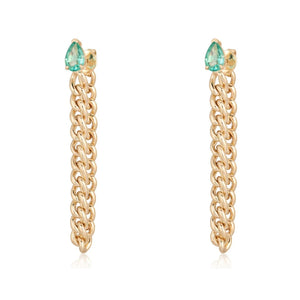 Pear Gemstone Cuban Chain Earring