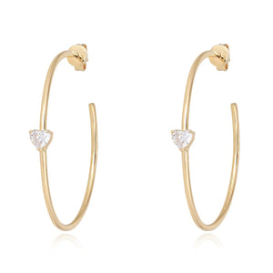 Solitaire Diamond Gold Hoops