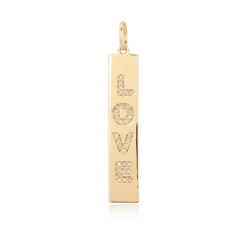 Small Pave Love Plate Charm
