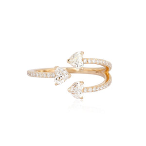 Multi Shape Three Diamonds Pave Ring