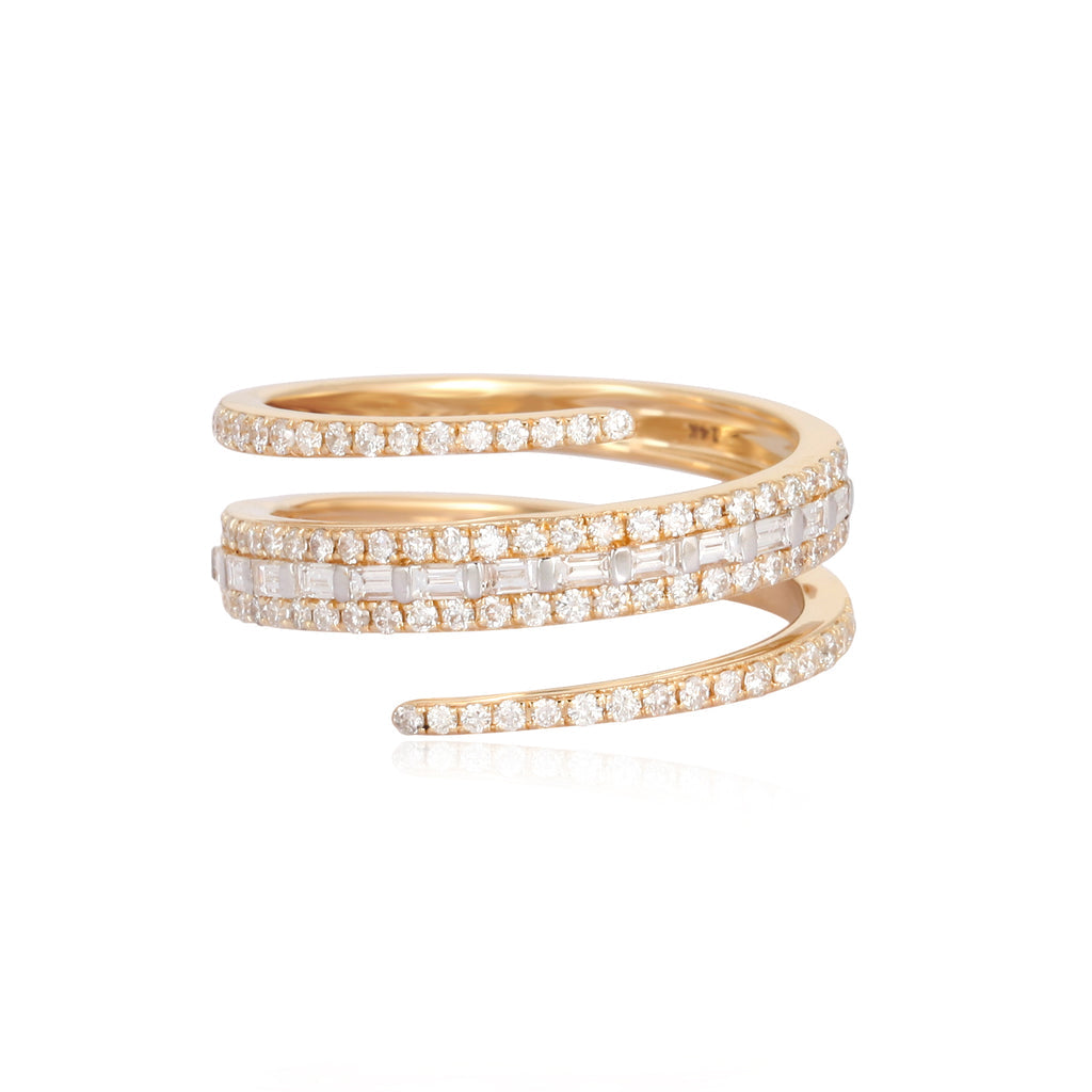Diamond and Baguette Wrap Ring