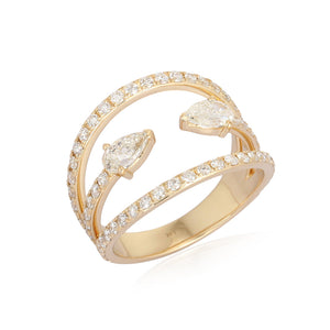 Two Pear Diamond Statement Ring