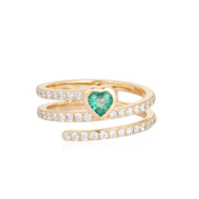 Load image into Gallery viewer, Emerald Heart Pave Wrap Ring
