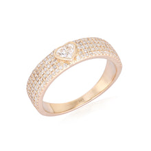 Load image into Gallery viewer, Solitaire Heart Thick Pave Ring
