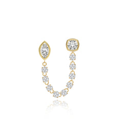 Two Bezel Solitaire Diamond Chain Earring
