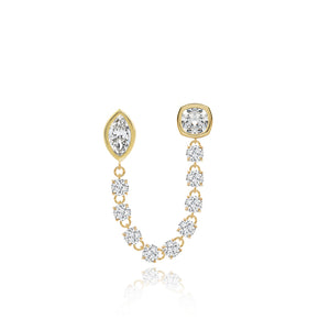 Two Bezel Solitaire Diamond Chain Earring