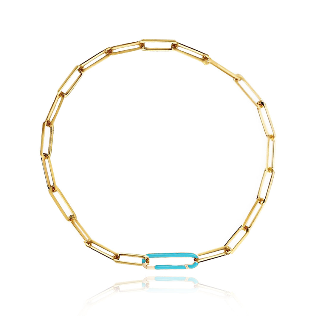 Small Enamel Clasp Paperclip Bracelet