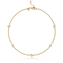 Mini Pave Disc Anklet in 14k gold, chic and delicate personalized jewelry for fine luxury looks