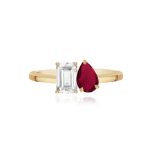 Load image into Gallery viewer, Small Two-Gemstones Gold Ring
